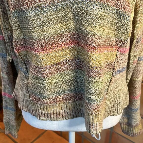 Daily Practice for Anthropologie Striped Multicolor V-Neck Sweater, size XS - Picture 3 of 9